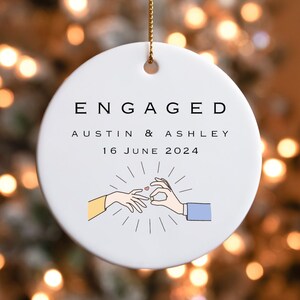 Engagement Announcement Christmas Ornament, Personalized First Christmas Keepsake, Engaged Christmas Gift 2024, Custom Engagement Ornament,