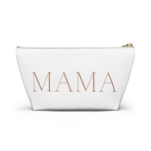 Makeup Bag, Travel Toiletry Bag Kit, White, Minimal Mama Cosmetic Bag, Birthday Gift for Her, Mother&#39;s Day Gift, Gift Bag For Her