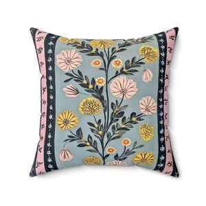 Boho Floral Throw Pillow With Vibrant Colors Perfect For Living Room Bedroom Or Office Decor Available In 4 Sizes For Unique Charm