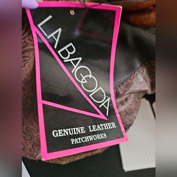 Vintage LaBogda Patchwork Large Brown  Leather Sl… - image 8