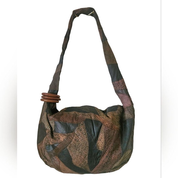 Vintage LaBogda Patchwork Large Brown  Leather Sl… - image 5