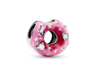 Roze Donuts-bedel, S925 zilver