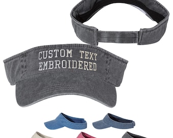 Visera teñida con pigmento lavado con bordado, personalización con su logotipo o texto.