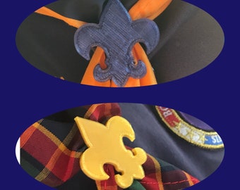 NEW COLORS!!! 3D Printed Fleur De Lis Neckerchief Slide - Scouts