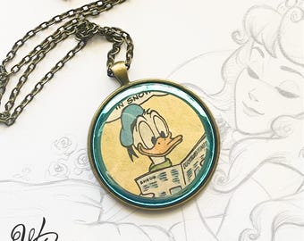 Vain Vintage Disney Comic Necklace - Evil Queen - Statement Pendant - Blue
