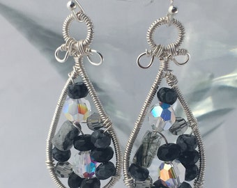 Black and White Mosaic Earrings