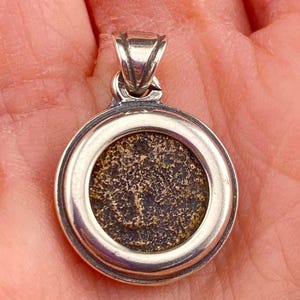 Vintage Sterling Silver and Ancient Bronze Coin Pendant