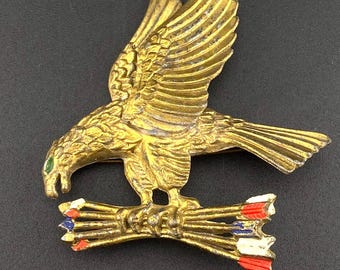 Vintage American Eagle Patriotic Brooch