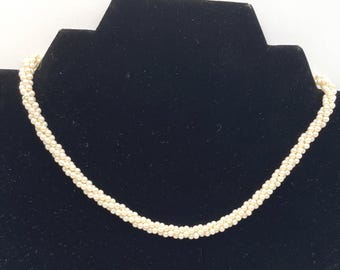 Vintage Faux Pearl Twisted Strands Necklace