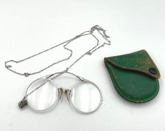 Antique 14KT White Gold Filled Pince-nez Eyeglasses With  display picture 1
