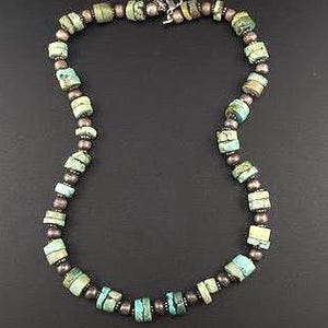 Vintage Sterling and Turquoise Bead Necklace