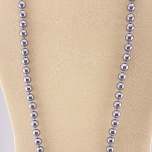 22&quot; Silver Faux Pearl Necklace