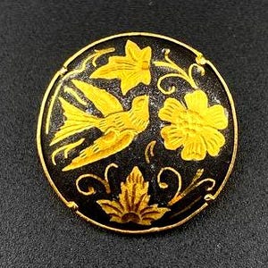 Vintage Round Damascene Brooch