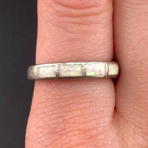 Vintage Opal Channel Inlay Sterling Silver Ring