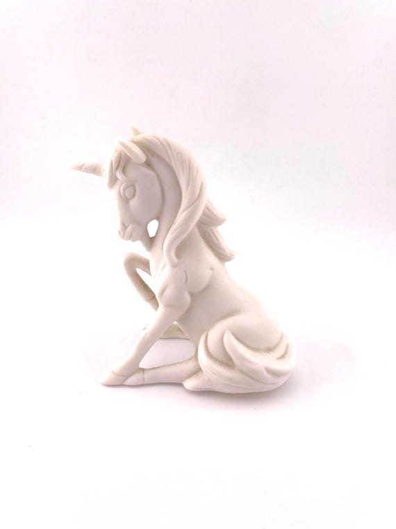 Vintage White Porcelain Bisque Unicorn Figurine