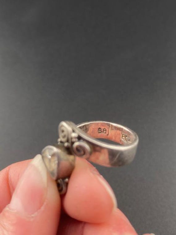 Vintage SAJ Sterling Silver Quartz Bypass Ring View 5