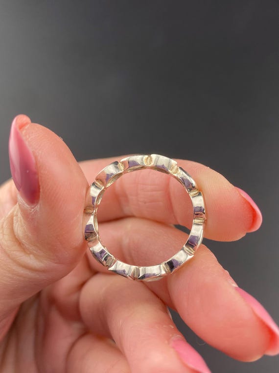 Vintage Sterling Silver Quartz Infinity Ring - image 7