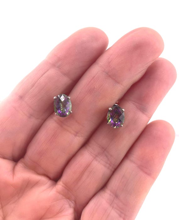 Vintage Mystic Topaz Sterling Silver Stud Earrings