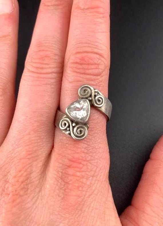 Vintage SAJ Sterling Silver Quartz Bypass Ring