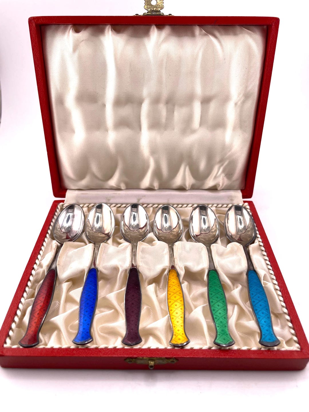 Vintage E Dragsted Denmark Sterling Silver Guilloché Enamel