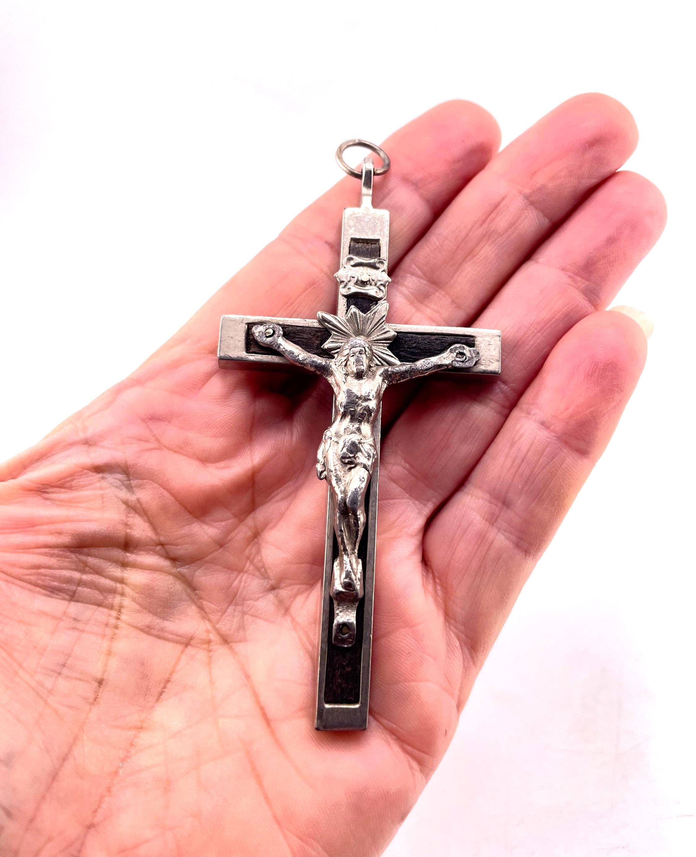 Antique French Ebony Crucifix - Etsy