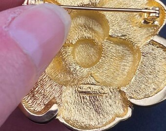 ヴィンテージ クリスチャン ディオール カメリア フラワー ブローチ