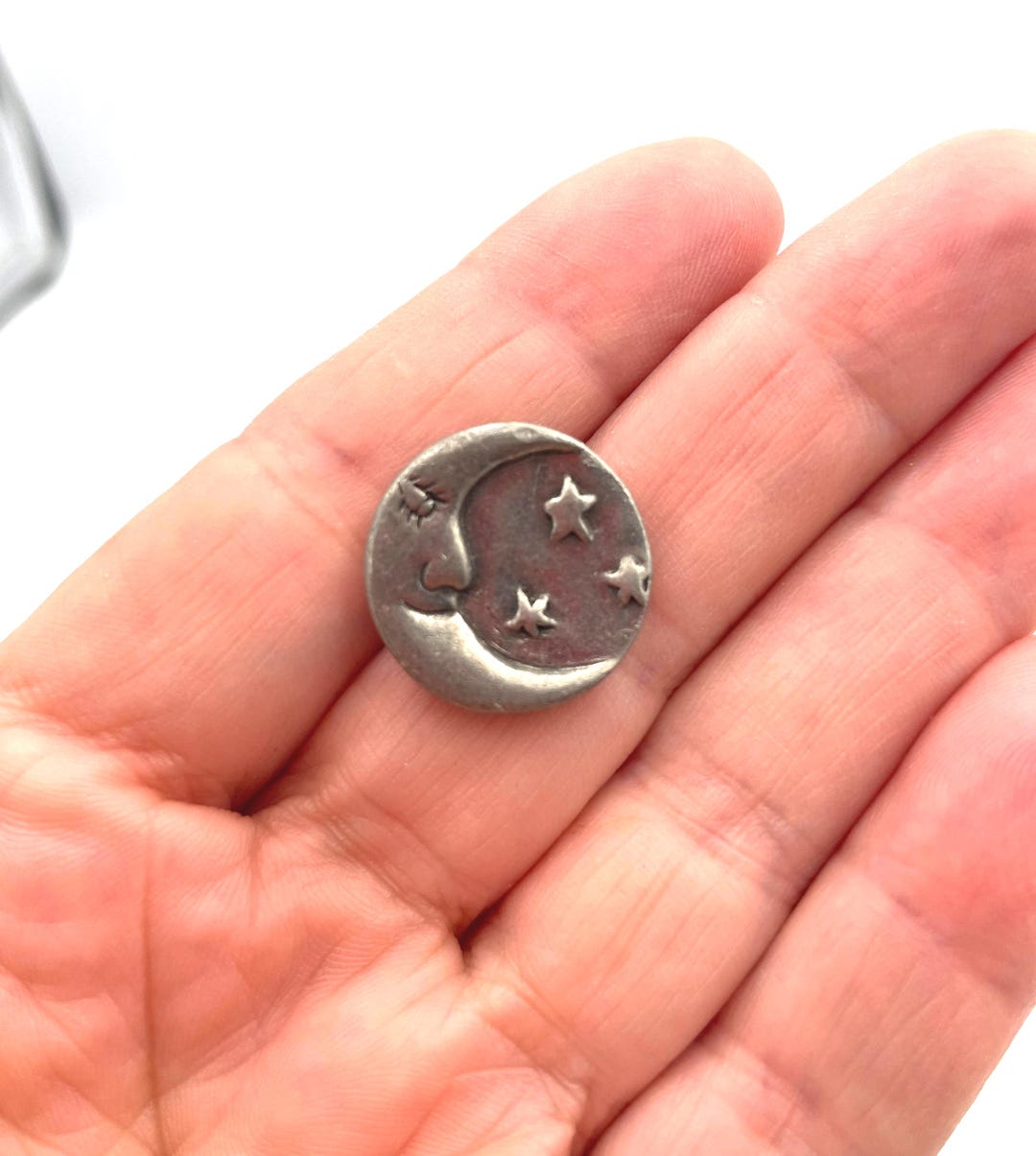Vintage Pewter Man in the Moon Lapel Pin - Etsy