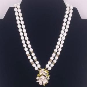 Milk Glass with Enamel Pendant Necklace