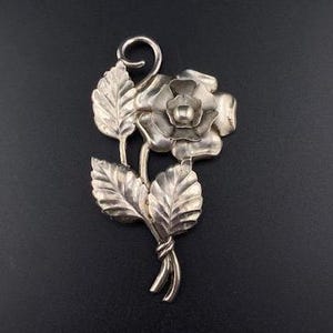 Large Sterling Floral Brooch