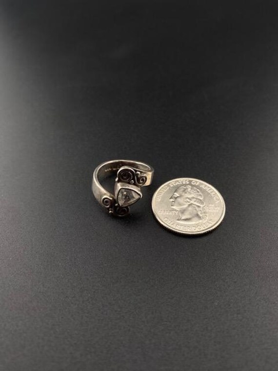 Vintage SAJ Sterling Silver Quartz Bypass Ring View 4