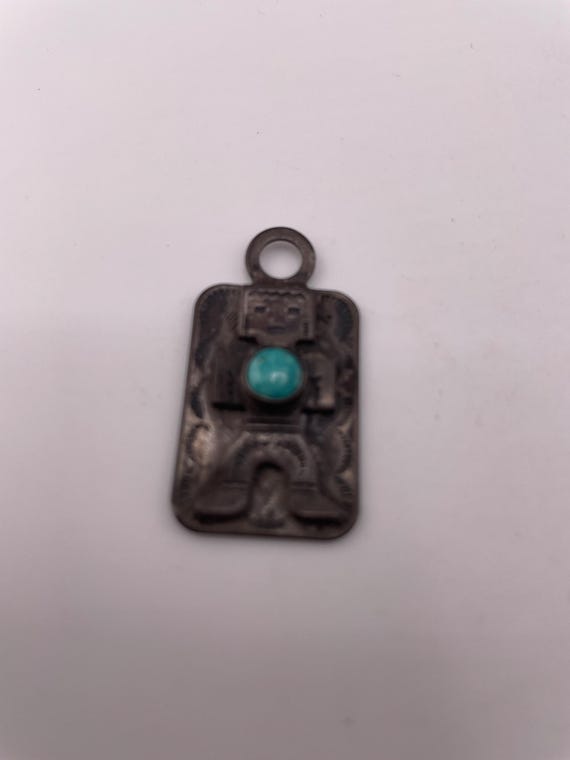 Vintage Fred Harvey Era Sterling Silver Turquoise Kachina Man Dog