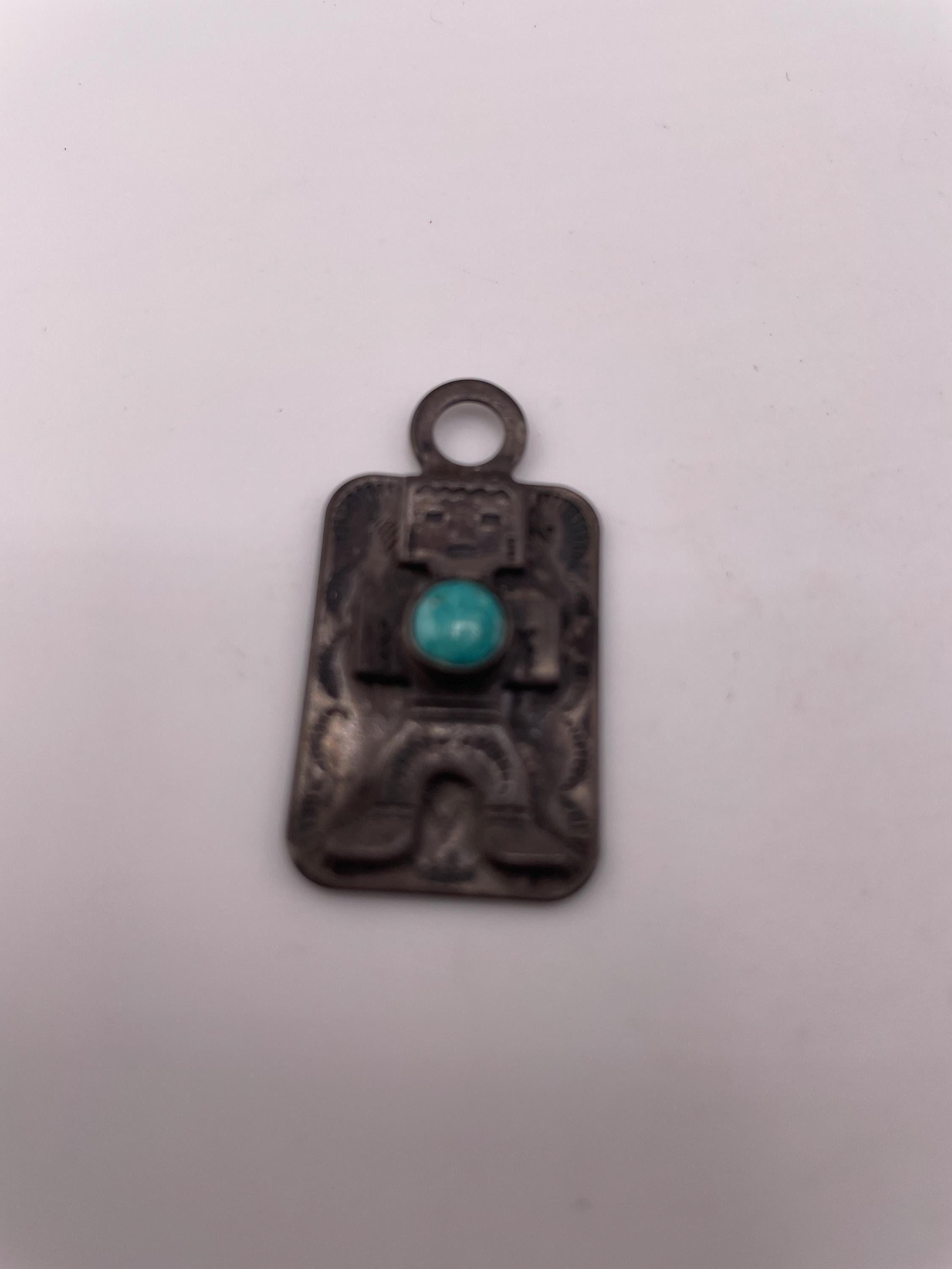 希少／NAVAJO／FRED HARVEY／1910〜1940年代実物ターコイズ Vintage Fred Harvey Era Sterling Silver Turquoise Kachina Man Dog