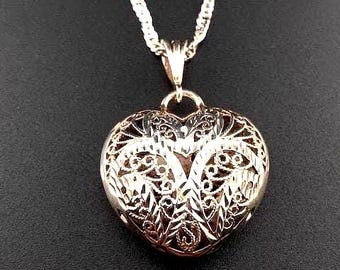 ヴィンテージ 925 スターリングシルバー パフィーハート エッチング