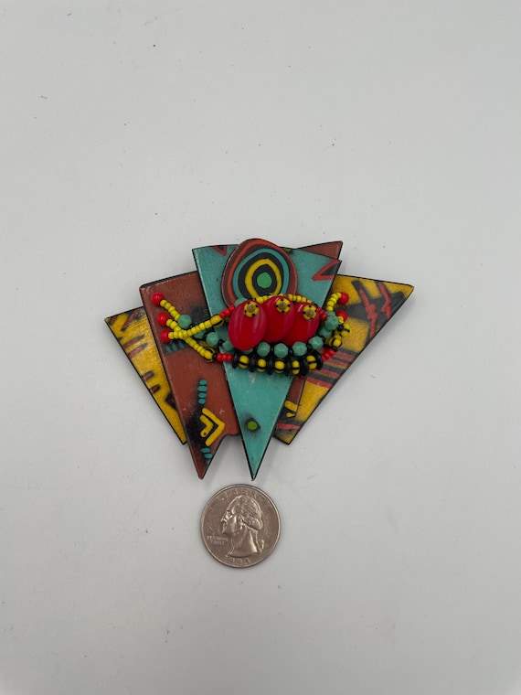 1990 Artist Signed Abstract Statement Brooch - image 2