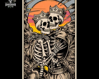 Valentine Skeleton Lovers Tarot Card Emo Goth Punk Rock alt fashion T-shirt