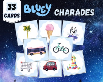 DIGITAL FILE. Bluey Charades Game Printable, Charades Game, Charades Activities, Bluey flash Cards, Bluey Birthday theme, Instants download