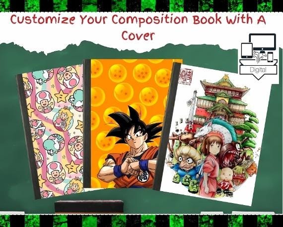 DIGITAL FILE. Composition notebook cover,SmilingCritters,HelloKitty,FortGameing Inuya.sha,SailorMoon,DeadPool,Back to school,Anime,Printable