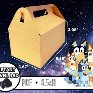DIGITAL FILE.Bluey Treat Box, Bluey Birthday, Bluey decoration, Gable Boxes, Party Favor Boxes, Paper Boxes for Birthday Party, Birthday