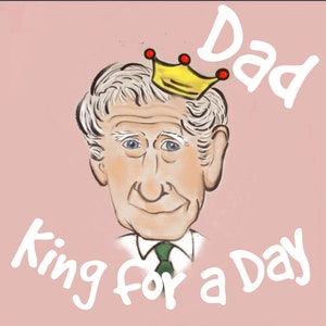 Cartão de felicitações com caricaturas do Rei Charles Arte Dia dos Pais