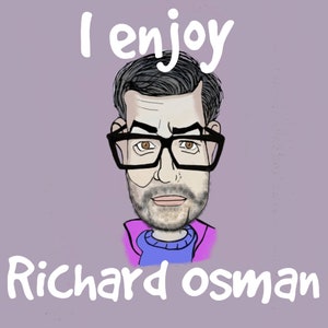 Arte do cartão de felicitações das caricaturas de Richard Osman