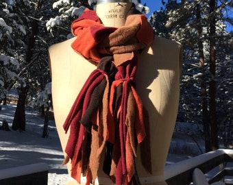 SALE price Cashmere Scarf Up cycled Cashmere Polka Dot Fringed Scarf Eco friendly