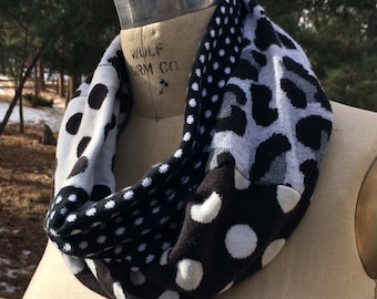 on SALE Cotton Infinity Scarf Up Cycled Sweaters Twisted Scarf Vegan