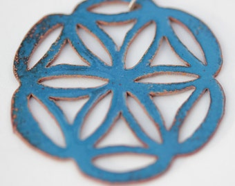 Light Blue Pierced Mandala Enamel Necklace