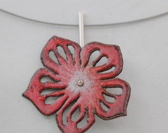 Red Enamel Flower Pendant