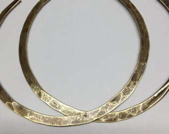 Brass Hoop Earrings - untreated natural patina - Big 3 inch continuous hoops
