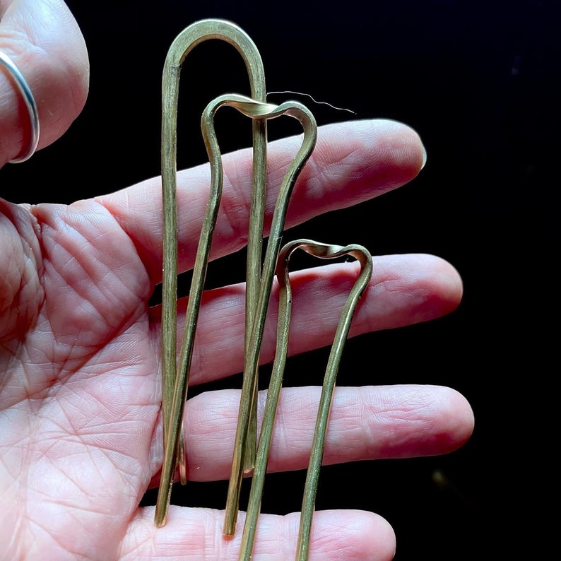 Brass or copper hair pin or hair fork image 3