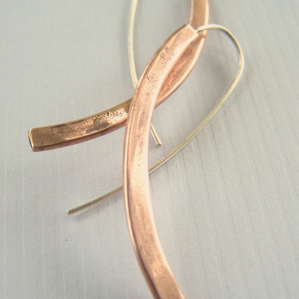 Copper Minimalist Earrings (2 inches long)
