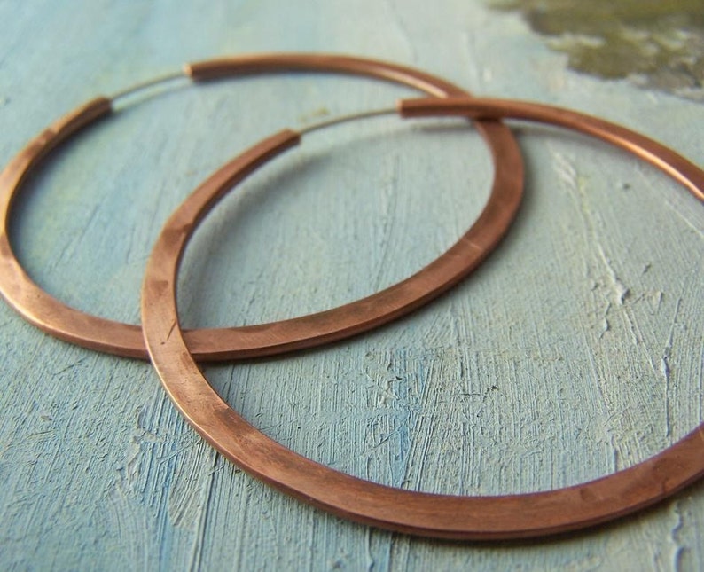 Copper Hoop Earrings image 2