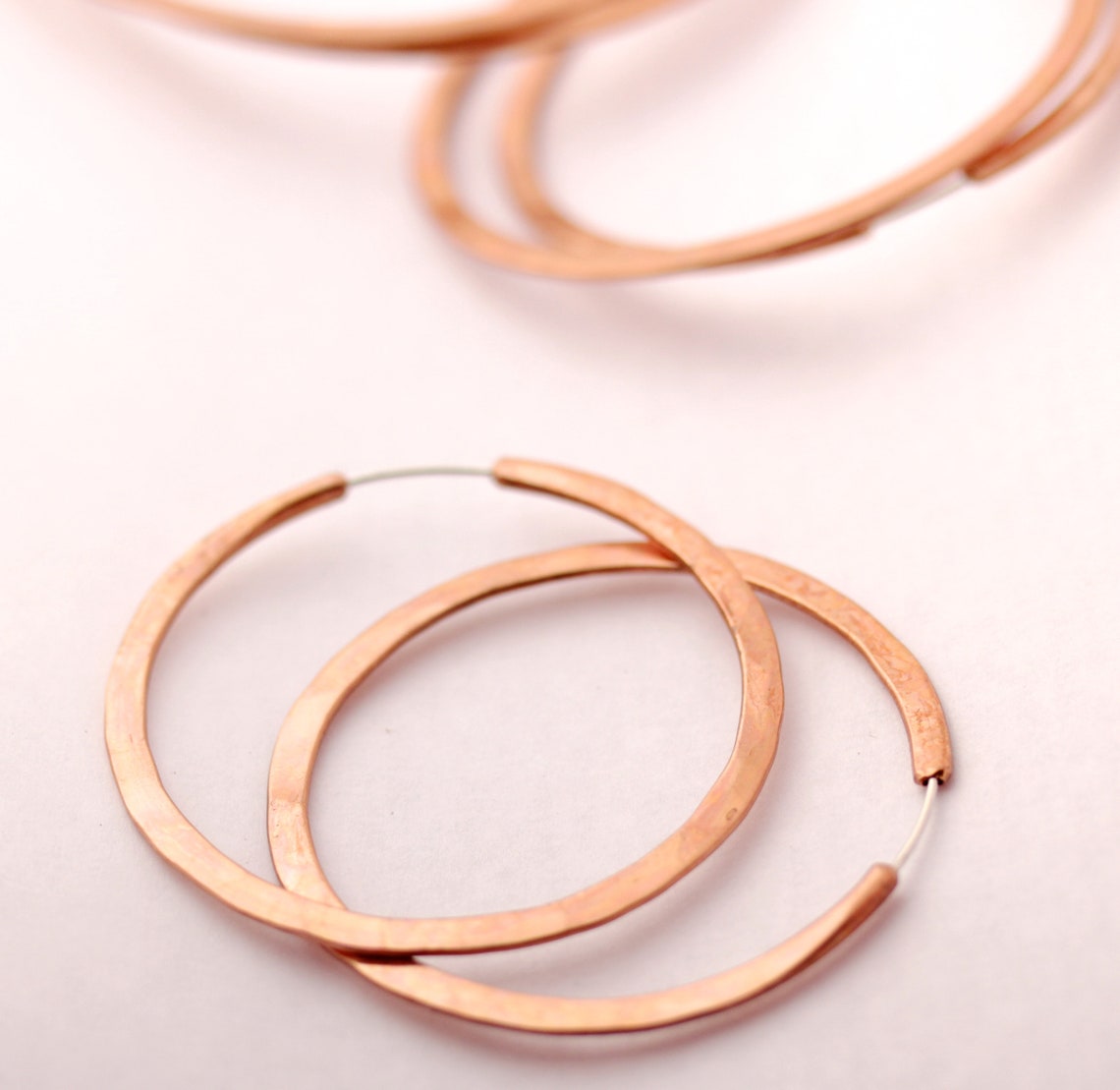 Brass Hoop Earrings 2 Inches Wide Continuous Hoops Etsy