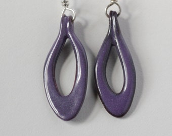 Purple Enamel Earrings - Waterdrop Earrings